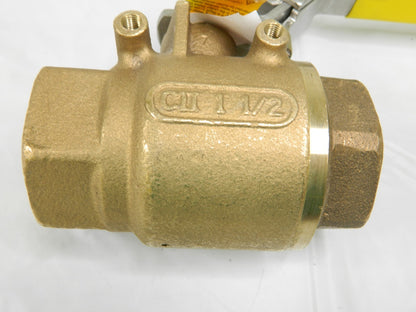 Apollo Manual Ball Valve: 1-1/2" Pipe, Full Port, Bronze FNPT 7710746SV