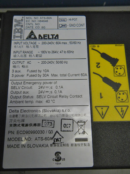 IBM DELTA 60 Amp Electronic Transfer Switch Single Phase 200-240 Volts 90990030