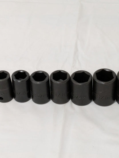 Proto Socket Set: Impact Standard, 11 Pc, 1/2" Drive, 1/2 to 1-1/8" J74102