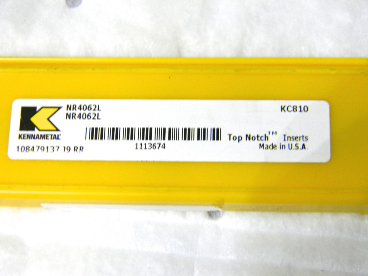 Kennametal Carbide Threading Grooving Inserts NR4062L Grade-KC810 Box of 5