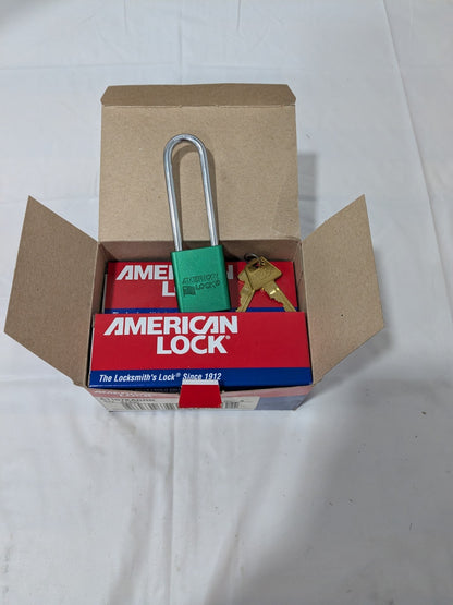 (6)American Lock Lockout Padlock Keyed Alike, Aluminum, 3 High A1107KAGRN-27436