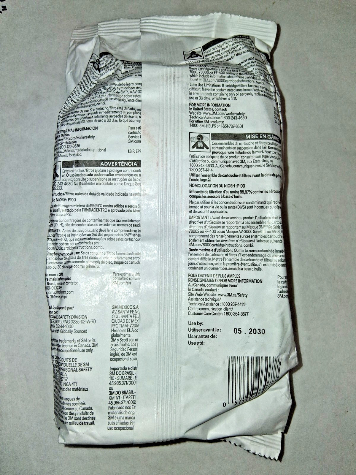 3M Organic Vapor / Acid Gas Cartridges P100 Filter 2pk 60923