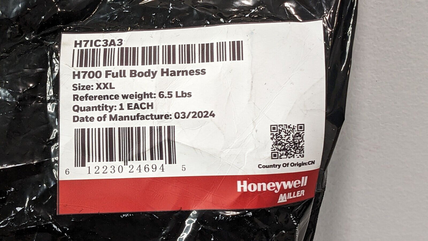 Honeywell Miller Fall Protection Full Body Harness XXL H700 Series H7IC3A3