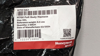 Honeywell Miller Fall Protection Full Body Harness XXL H700 Series H7IC3A3
