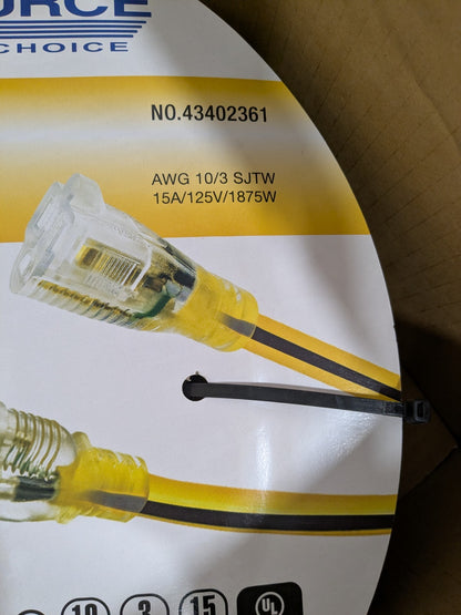 PRO-SOURCE Outdoor Extension Cord  100', 10/3 Gauge/Conductors PS-AZB0010