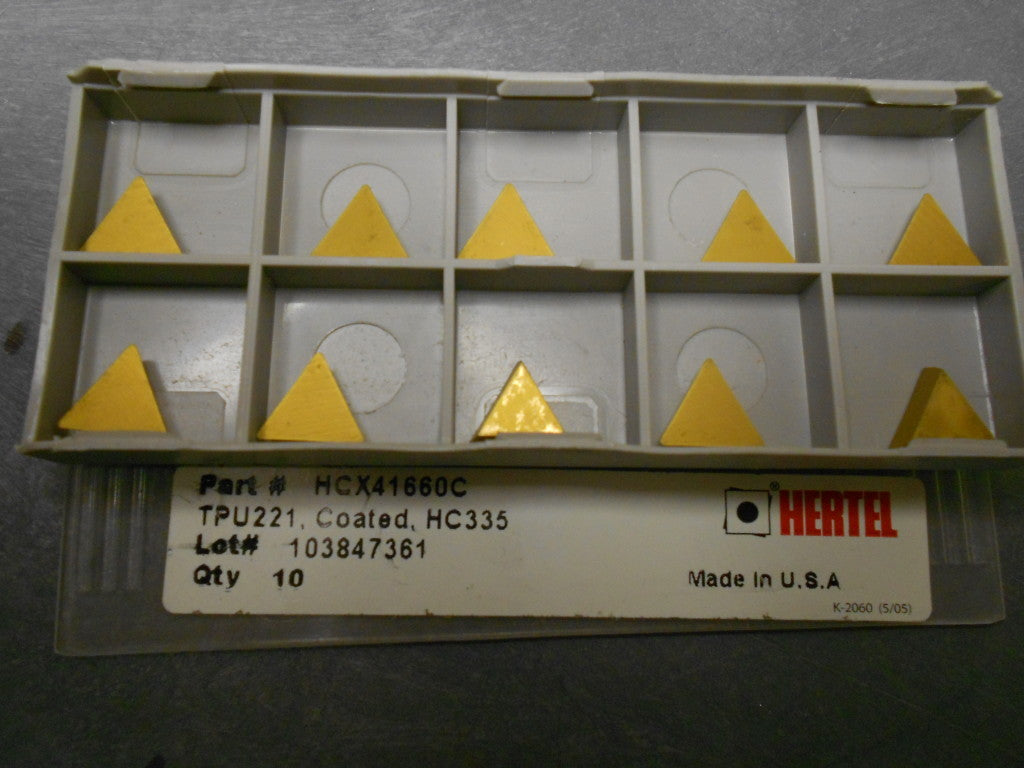 Hertel TUP221 HC335 Carbide Inserts - Box of 10 #HCX41660C