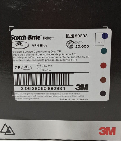 3M Ceramic Alumina Quick-Change Discs Roloc TR 3" Dia QTY25 89293