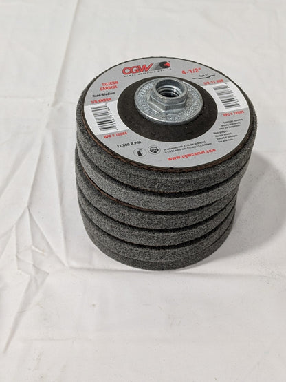 CGW Grinder Wheel 4-1/2 x 5/8-11 Silicon Carbide Hard-Medium Qty 6 72085