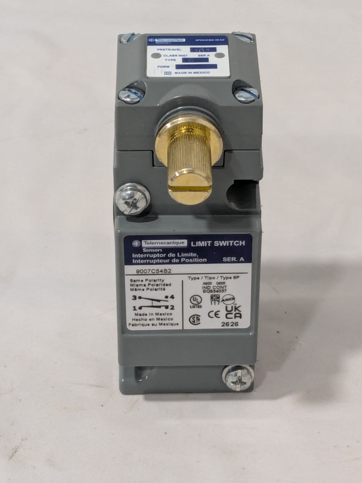 Square D General Purpose Limit Switch: SPDT, NC, Rotary Head, Side 9007C54B2
