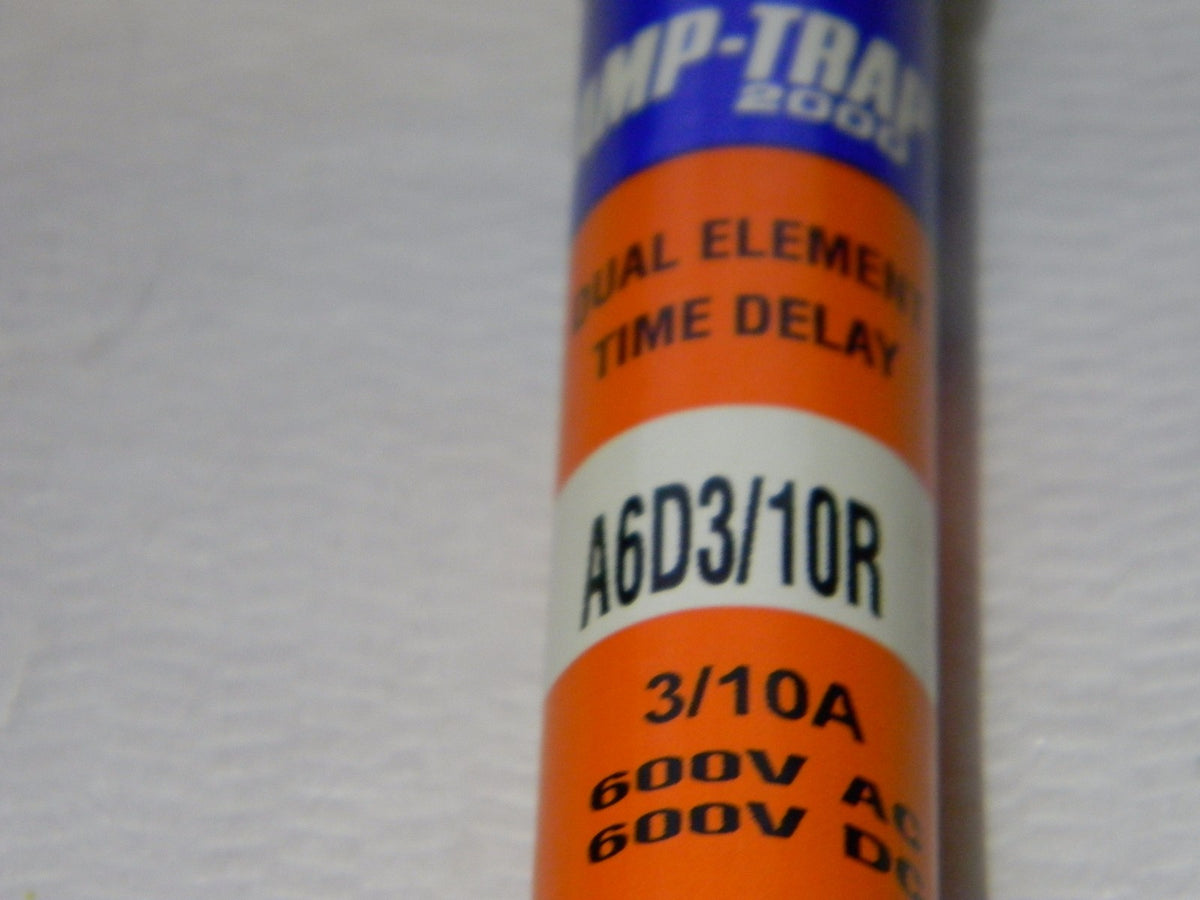 Ferraz Shawmut 600 VAC/VDC 0.30 Amp Time Delay Gen Purpose Fuse Qty 2 A6D3/10R