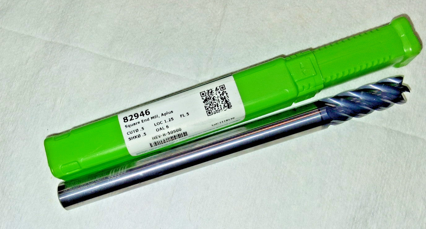 Helical Solutions Square End Mill 1/2" Dia 1-1/4" LOC 6" OAL 5FL 82946