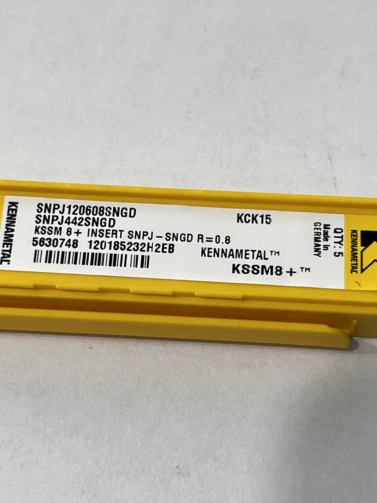 KENNAMETAL Milling Insert: SNPJ120608SNGD KCK15, Solid Carbide Pack of 5