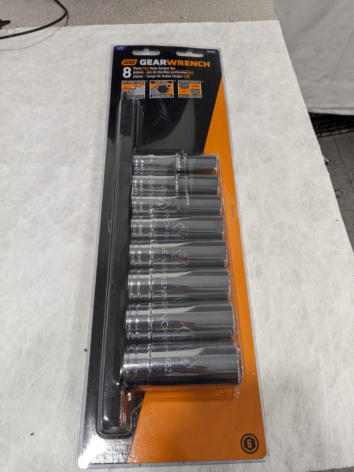 GEARWRENCH Deep Socket Set: 8 Pc 1/2 to 15/16 Socket 80705