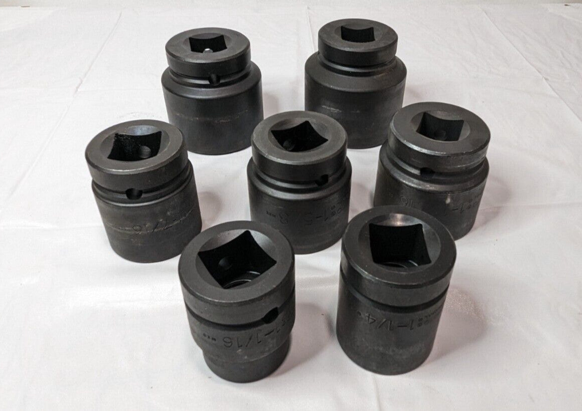 Proto 7 Pcs Impact Socket Set 1" Drive 6PT 1-1/16" to 2-3/16" J76103 INCOMPLETE