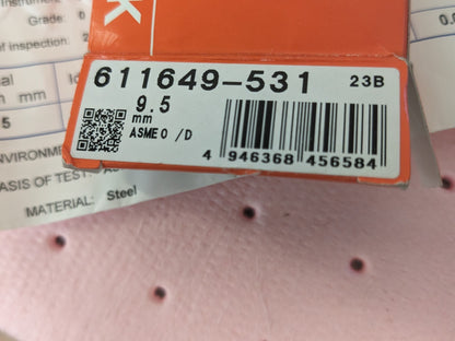 MITUTOYO Rectangle Steel Gage Block: 9.5 mm, Grade 0 611649-531
