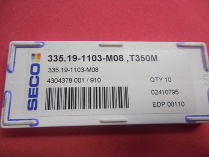 Seco 335.191103 M08 Grade T350M Carbide Milling Insert QTY 6 2410795