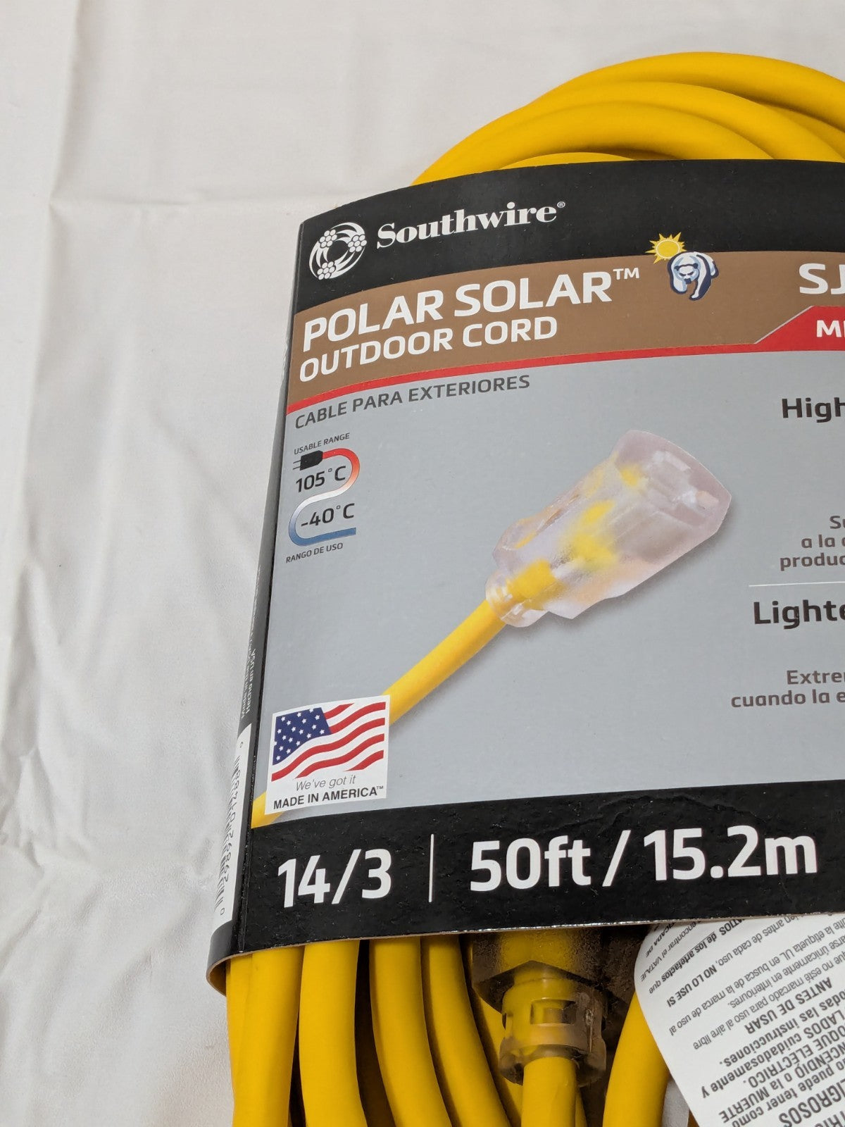 Southwire Yellow Outdoor Extension Cord 50', 14/3 Gauge/Conductors 1488SW0002