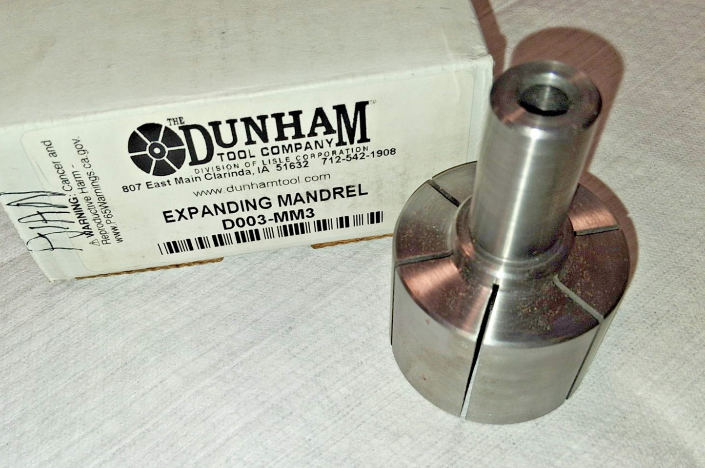 Dunham Tool 3/4 to 2" Grip 2" FD 1-1/2" L Ledloy Expanding Lathe Mandrel MM3