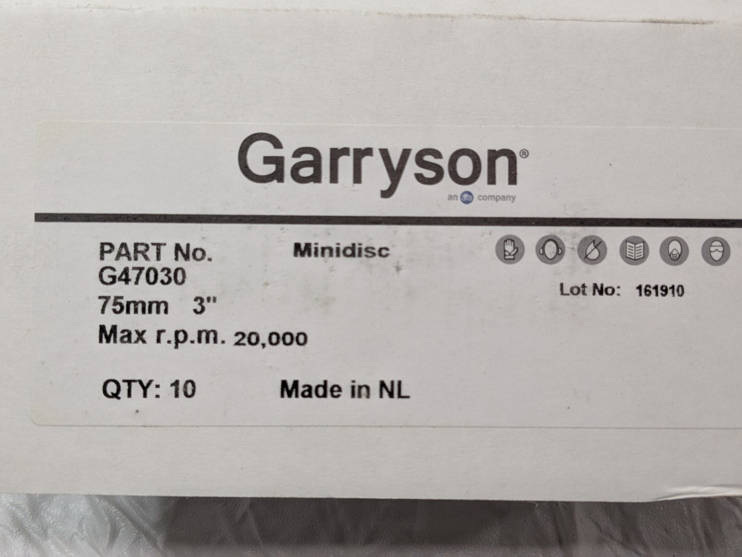 10 PACK Garryson Zirconia Alumina Mini Discs 3" X 40 Grit X 20000 RPM G47030