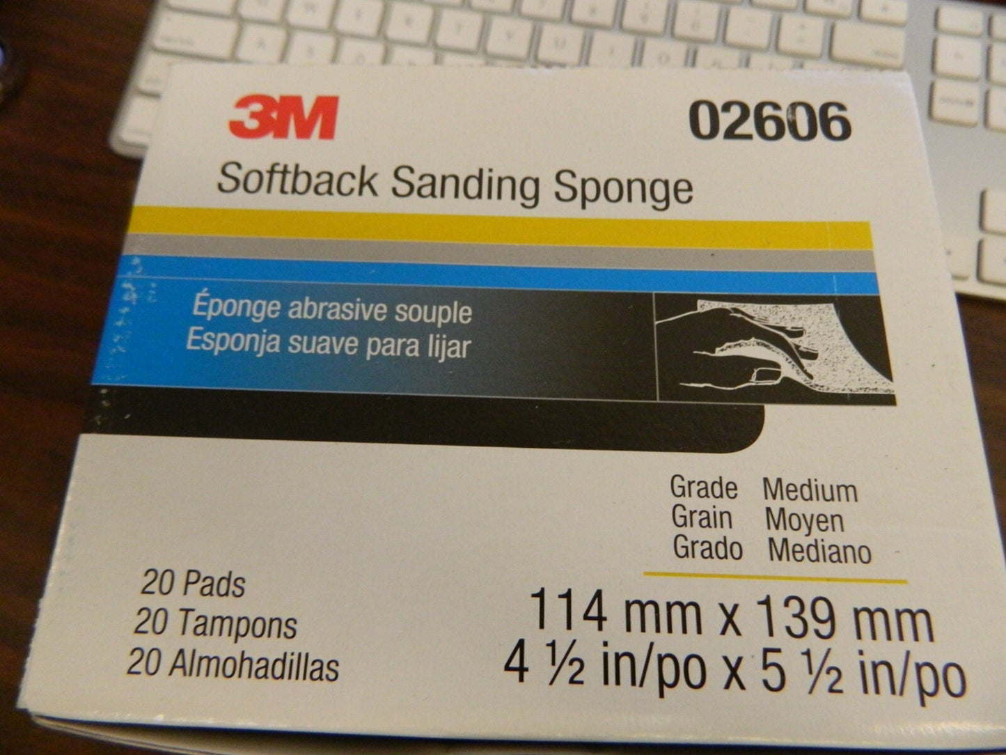3M Sanding Sponge20pk 4-1/2" Wide 5-1/2" Long, 3/16" Thick Fine Grade 7000000589