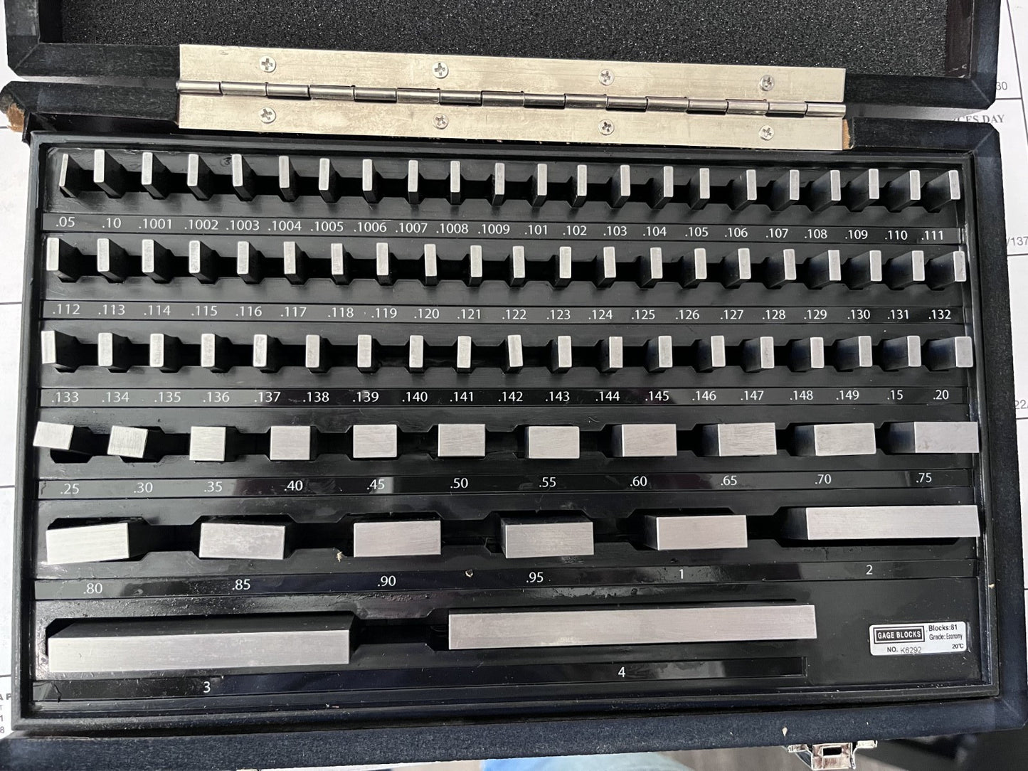 IMGAGES  Gage Block Set: 0.05 to 4'' Range, 81 Pc, Economy Grade, Steel 630-4115