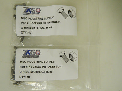 Zago Pan Head Screws with Buna-N O-Ring  QTY 50  PH PANSSBUN