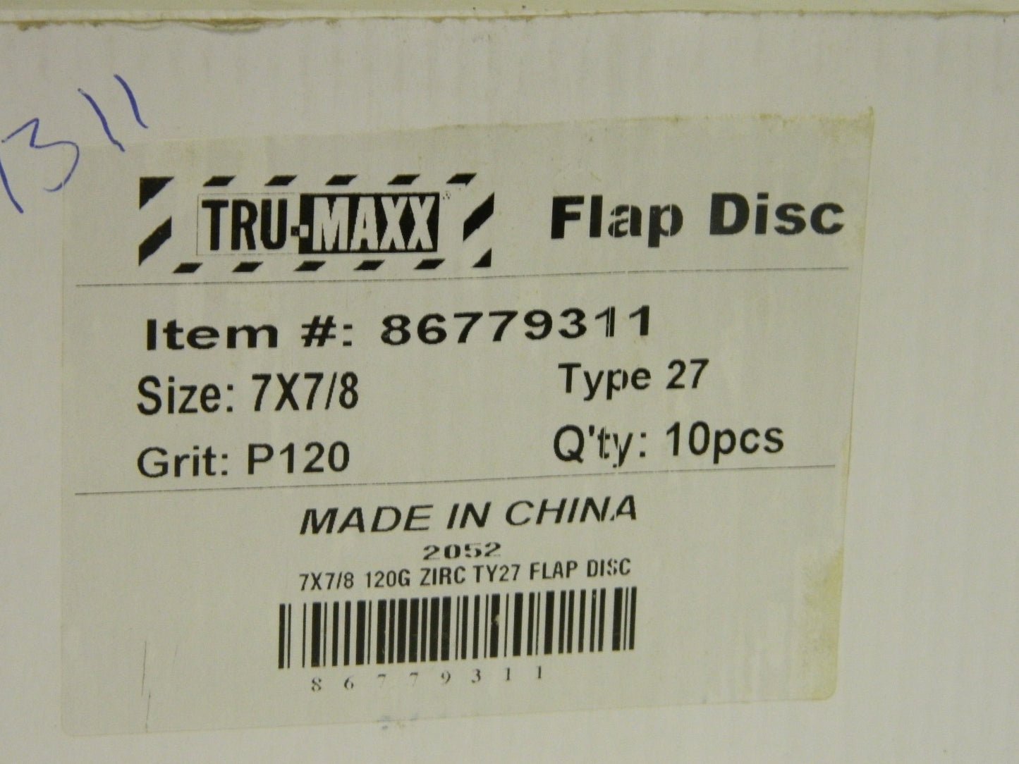 Tru-Maxx Coated Zirconia Alumina Flap Disc 7" x 7/8" 20 Grit QTY 10  8