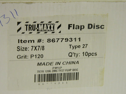 Tru-Maxx Coated Zirconia Alumina Flap Disc 7" x 7/8" 20 Grit QTY 10  8