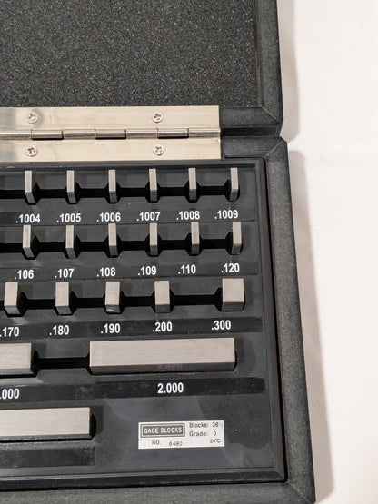 SPI Gage Block Set: 0.05 to 4'' Range, 36 Pc, Steel 30-914-6