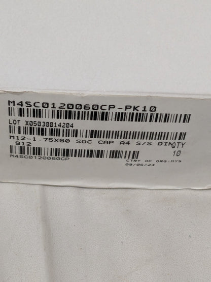 Hex Socket Cap Screw: M12x1.75, 60.00 mm LUH Qty 10 SCXX212060-010BX
