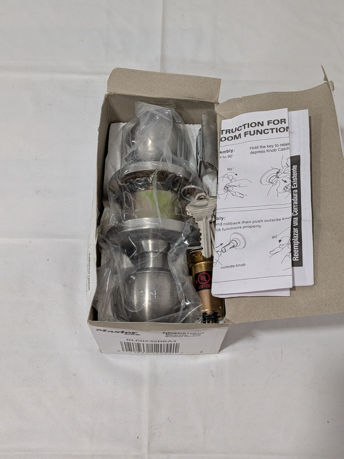 Master Lock Storeroom Cylindrical Ball Knob Lockset BLC0232DKA4