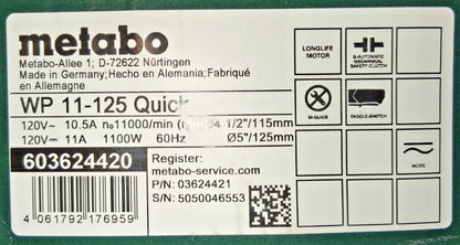 METABO Corded Angle Grinder WP 11-125 603624420