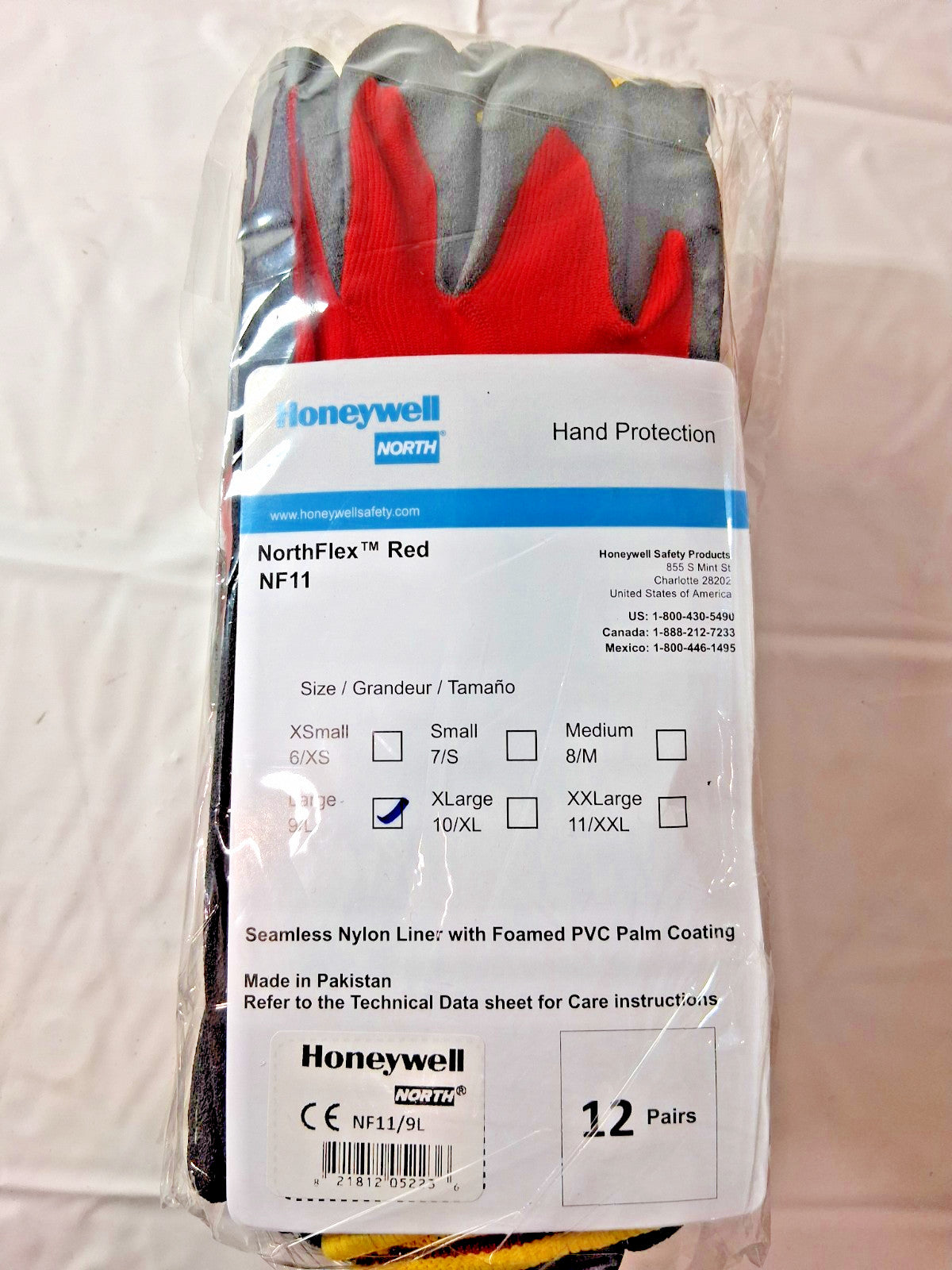 North PVC-Coated Nylon General Purpose Work Gloves 12 pairs Size L NF11/9L