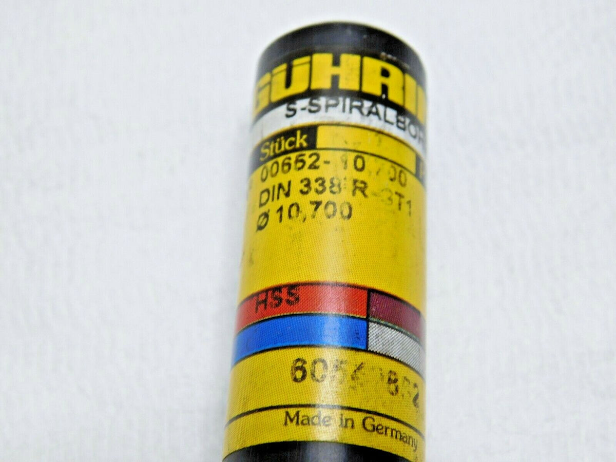Guhring Jobber Drill HSS RH TiN 10.7mm x 142mm OAL 130° 9006520107000