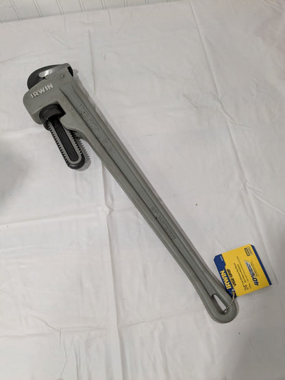 Irwin Straight Pipe Wrench: 3" Jaw Capacity, 24" OAL, Aluminum 2074124