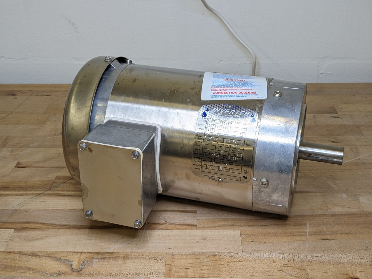 Baldor Washdown Inverter Drive Motor 1.5 HP 1770 RPM 230/460v 3 PH Reverseable