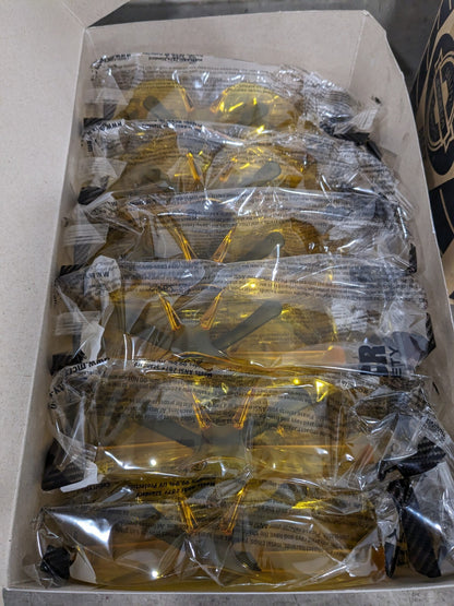 MCR Safety Glasses: Scratch-Resistant, Polycarbonate, Amber Lenses Qty 12 BK114