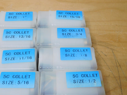 18 Piece 5C Round Collet Set 1/16 to 1-1/8" Cap Increments of 1/16" 230-8018