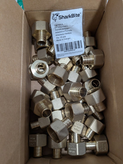 SharkBite Brass Crimp Adapters 3/4" PEX Barb x 3/4" Female NPT Qty 35 UC088LF