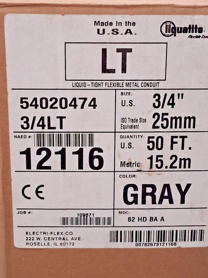 LIQUATITE Flexible Liquidtight Conduit 3/4" Trade Size 50FT Long 54020474