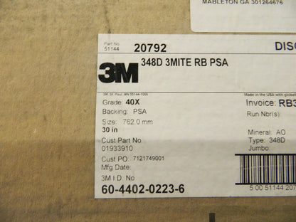 3M 30″ Dia Disc 40 Grit, Aluminum Oxide Coarse Grade X-Weighted Qty 3 7010308394
