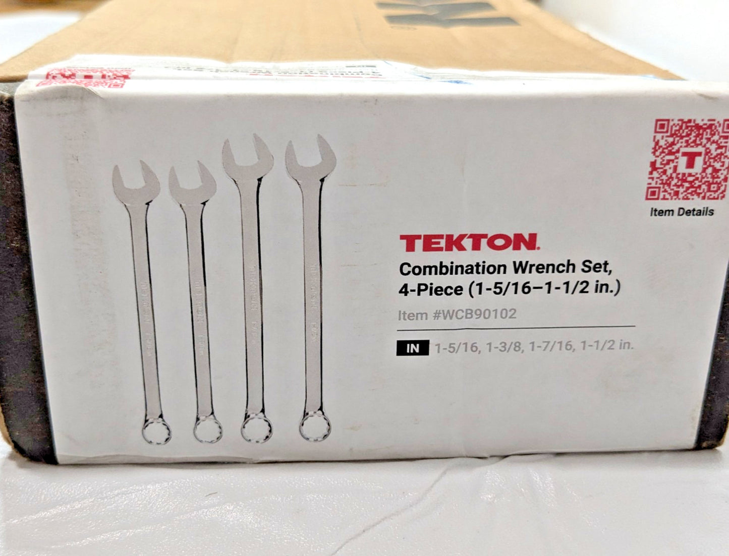 Tekton 4 Piece Combination Wrench Set 1-5/16" to 1-1/2" Range WCB90102