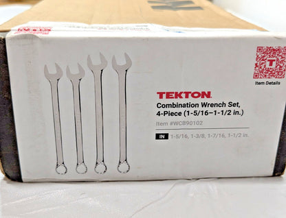 Tekton 4 Piece Combination Wrench Set 1-5/16" to 1-1/2" Range WCB90102