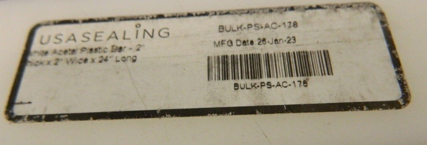 Plastic Bar: Acetal, 2" Thick, White BULK-PS-AC-178