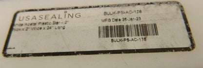 Plastic Bar: Acetal, 2" Thick, White BULK-PS-AC-178