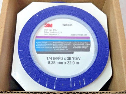 12 PK 3M Indigo Vinyl Tape Rolls 471+ 1/4" X 36 YD 06405