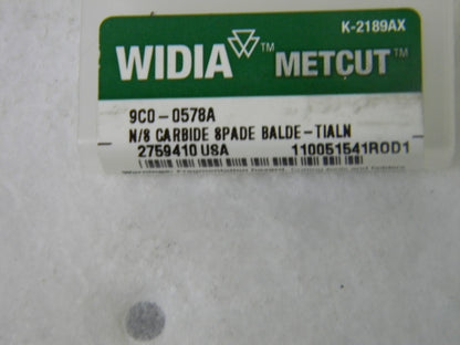 Widia Metcut N8 Carbide Spade Blade Drill Insert .578 TiAN Coated 9C0-0578A