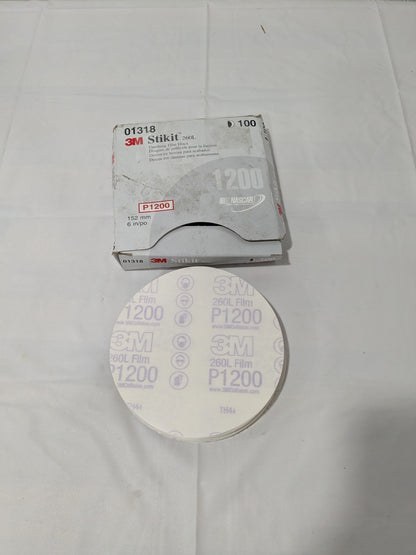 3M 6" Dia PSA Disc: 1200 Grit, Aluminum Oxide Box of 100 7000044716
