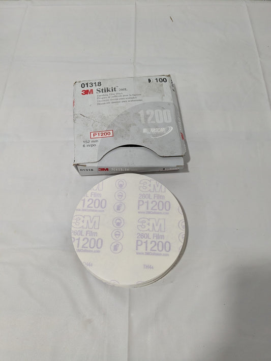 3M 6" Dia PSA Disc: 1200 Grit, Aluminum Oxide Box of 100 7000044716