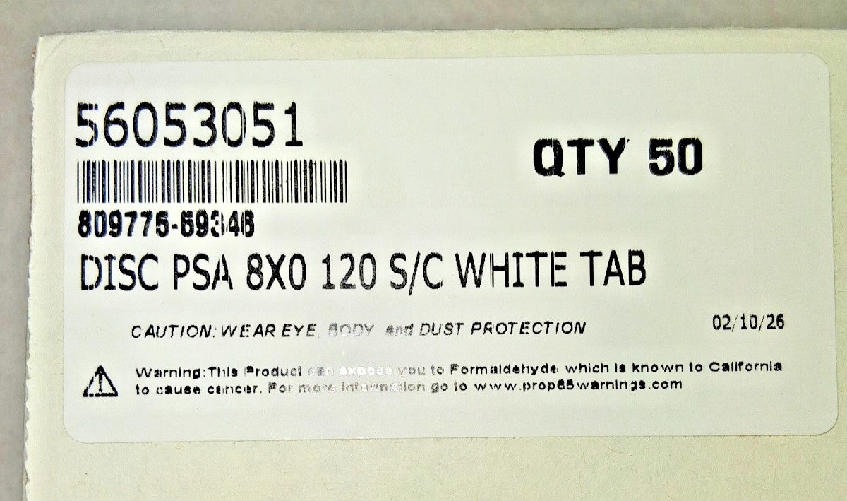 Pro 8" Dia PSA Disc 120 Grit Silicon Carbide 50pc 809775-59346